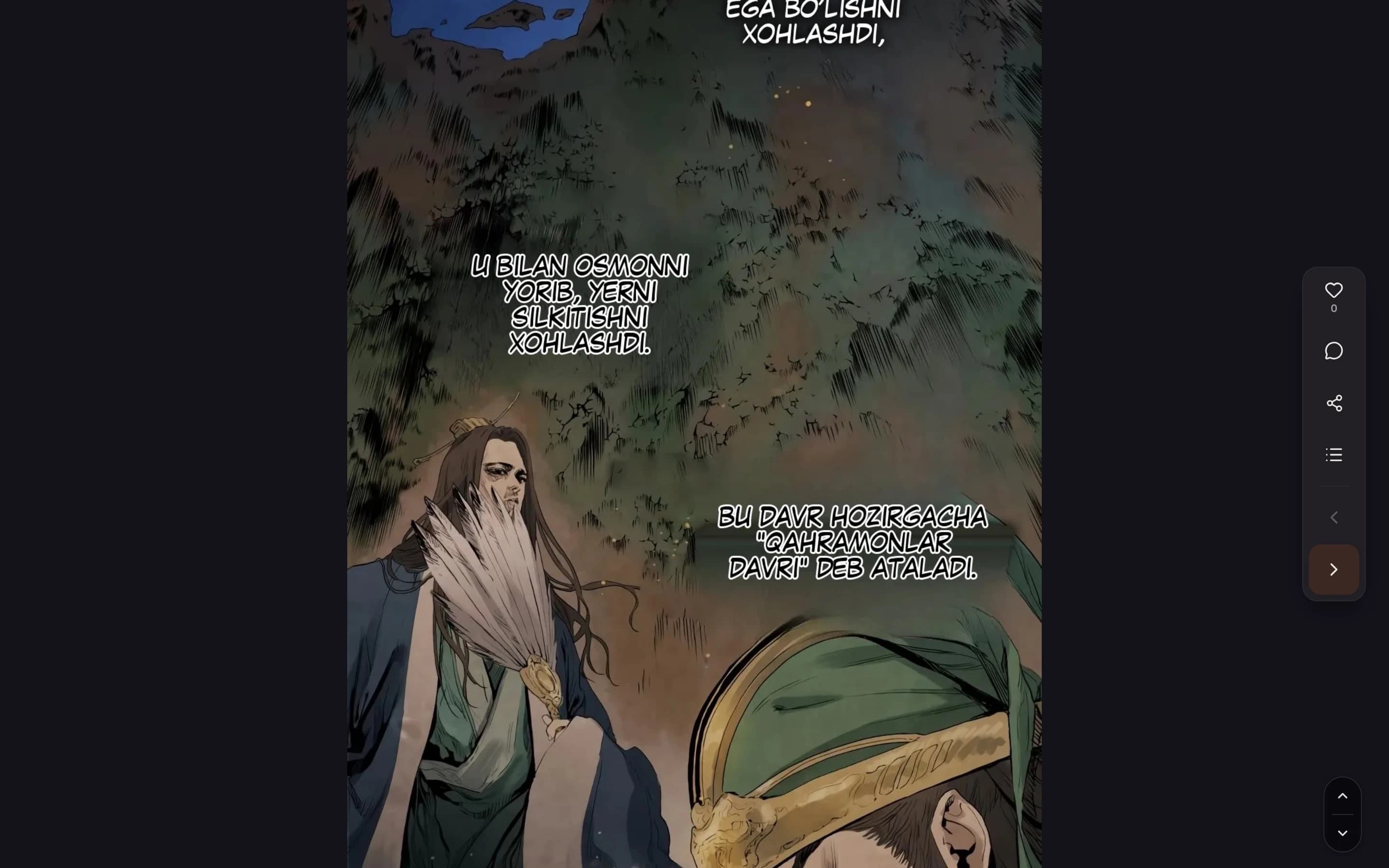 Web reader with chapters fully translated into Uzbek
